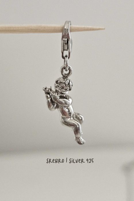 aniołek putto zawieszka charms wisiorek srebro