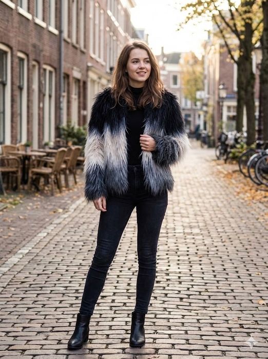 Casaco de Pelo Sintético Degradê / Ombré