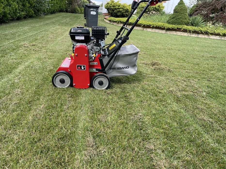 WYNAJEM profesjonalny WERTYKULATOR spalinowy z koszem Weibang