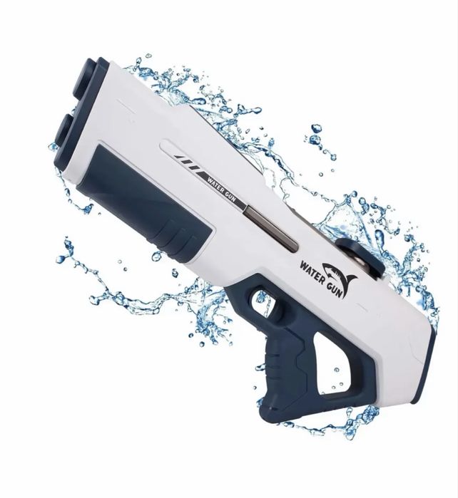 Водяний автомат з автозабором води акумуляторний Water Gun білий та синій дитячий з автоматичною подачею води