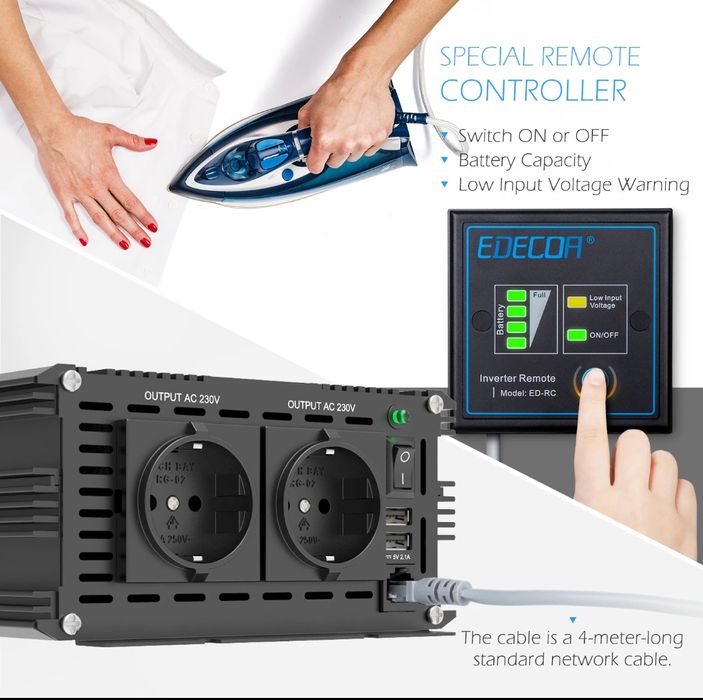 Inversor 2500W 5000W pico Onda Pura 24V Edecoa conversor