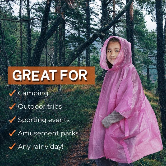Ponchos descartáveis ​chuva criança com capuz - azul/rosa Impermeável