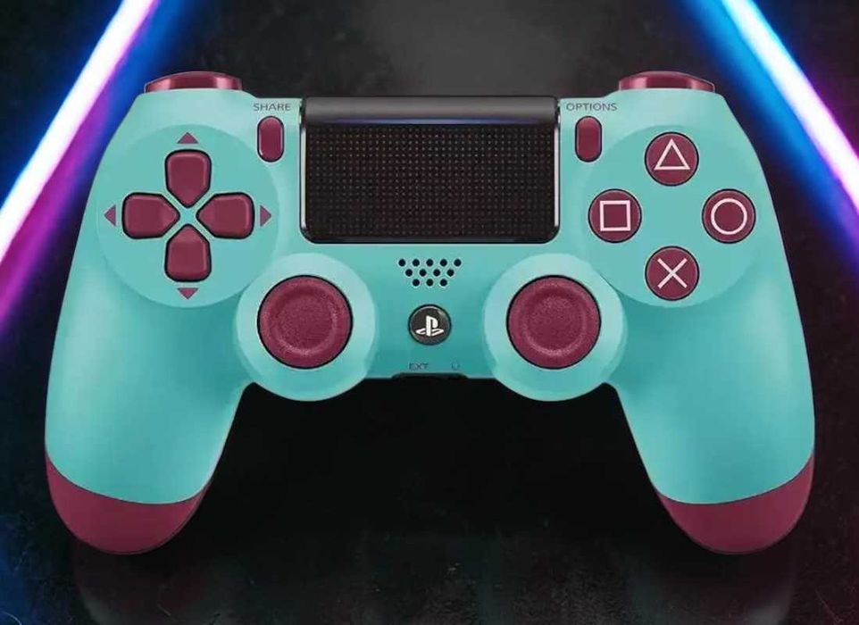 Бездротовий джойстик для PS4 Ягідно-блакитний, Bluetooth джойстик Беспроводной джойстик для приставки ПС4 Ягодно-Голубой, джойстик для ПС4