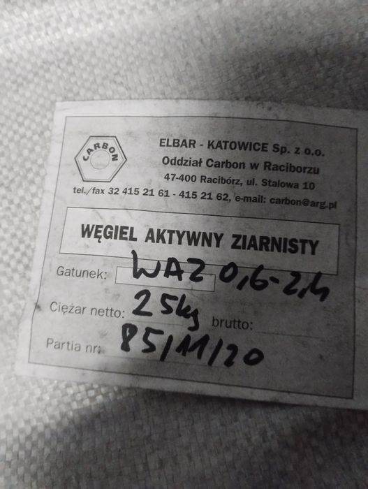 Węgiel aktywny ziarnisty