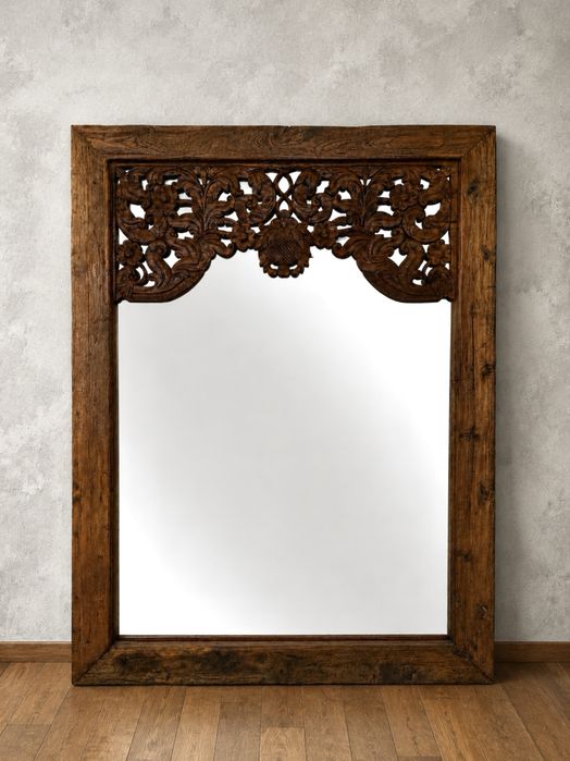 espelho grande arte talha parede oriental Indiano decoração rustico