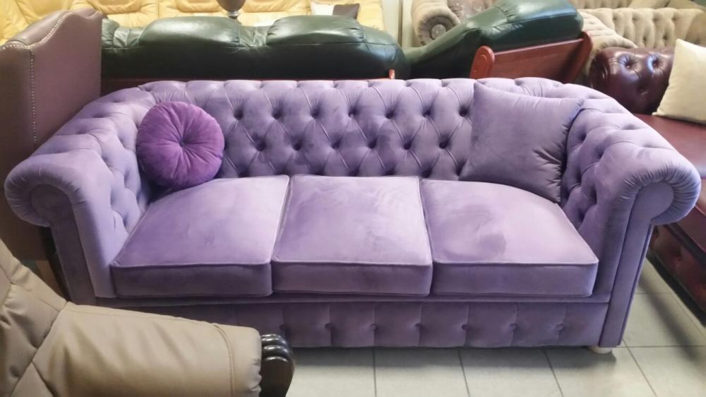 Chesterfield fiolet sofa 3-os