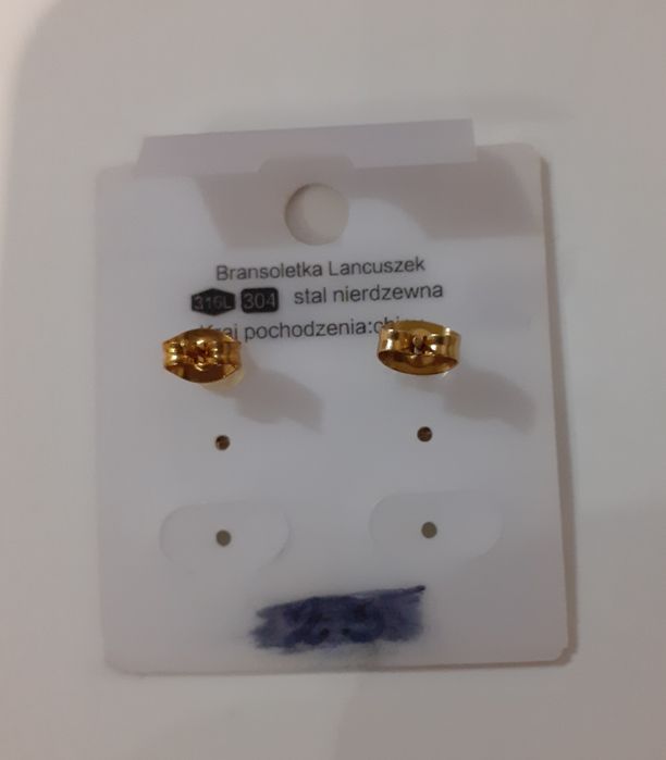 Kolczyki złote wkręty stal nierdzewna