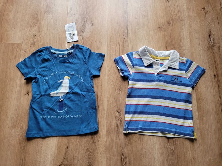 2 koszulki (nowa) 92 18-24 bawełna chłopięce 2szt lato T-shirt