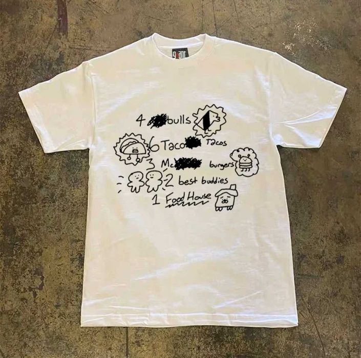 Biała koszulka oversize streetwear grafika jedzenie tacos burgery bawełna heavy