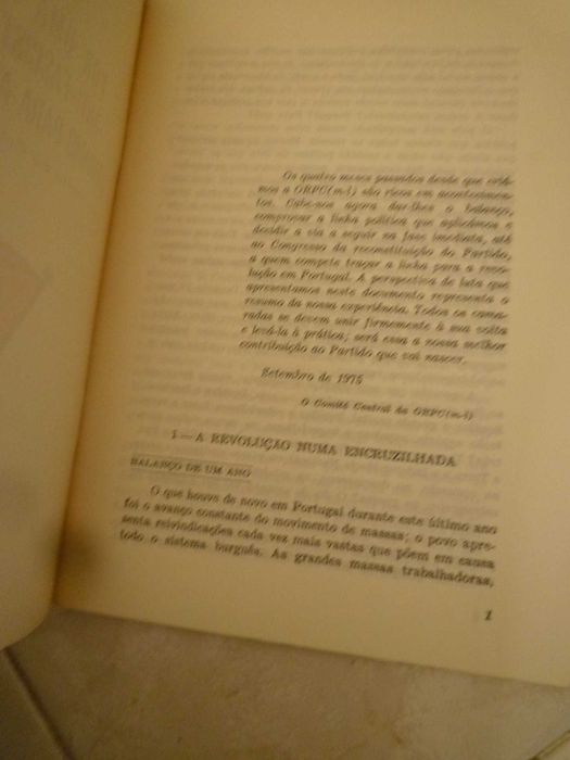 Documento Raro- Comité Central da ORPC-ML Por uma Frente Anti-Facista