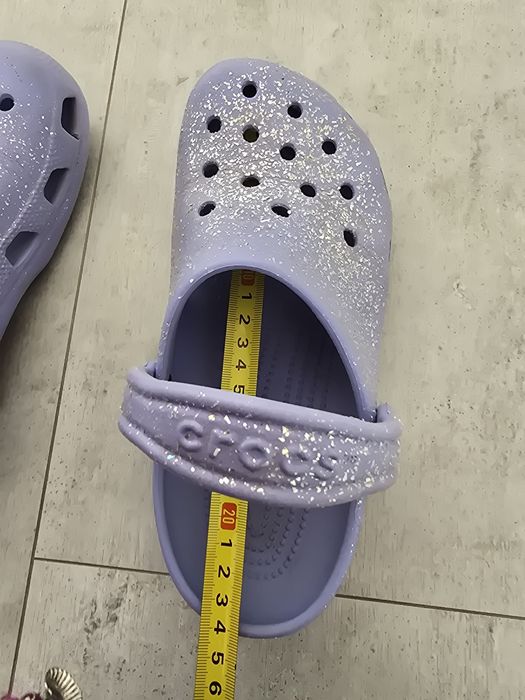 Crocs j5 fioletowe 37 38 glitter brokatowe buty