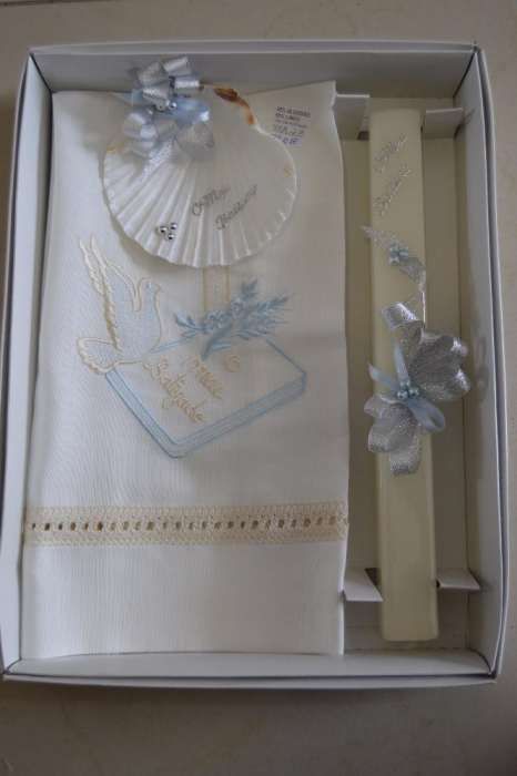 Conjunto Baptizado - Vela + toalha + concha