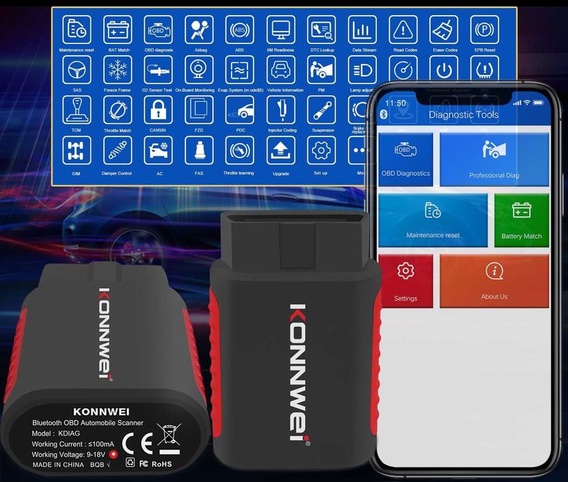 Автосканер Konnwei KDIAG.(пожизненное бесплатное обновление)