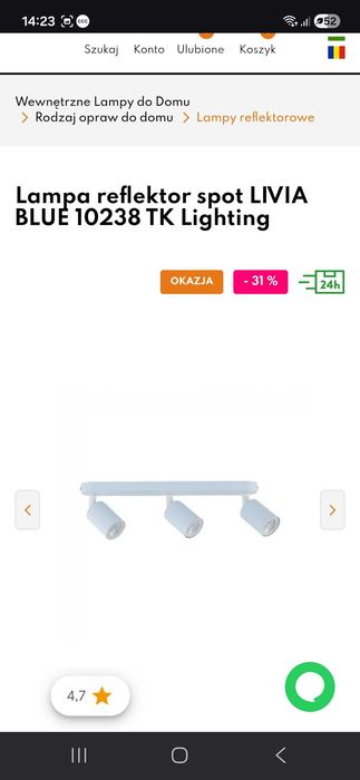 Lampka LIVIA blue III 10238 TK Lighting