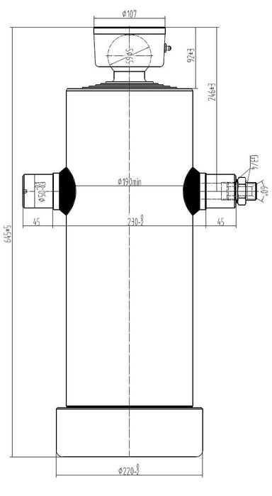 Siłownik hydrauliczny 2150 mm wysuw do 26 ton, do przyczepy wywrotu