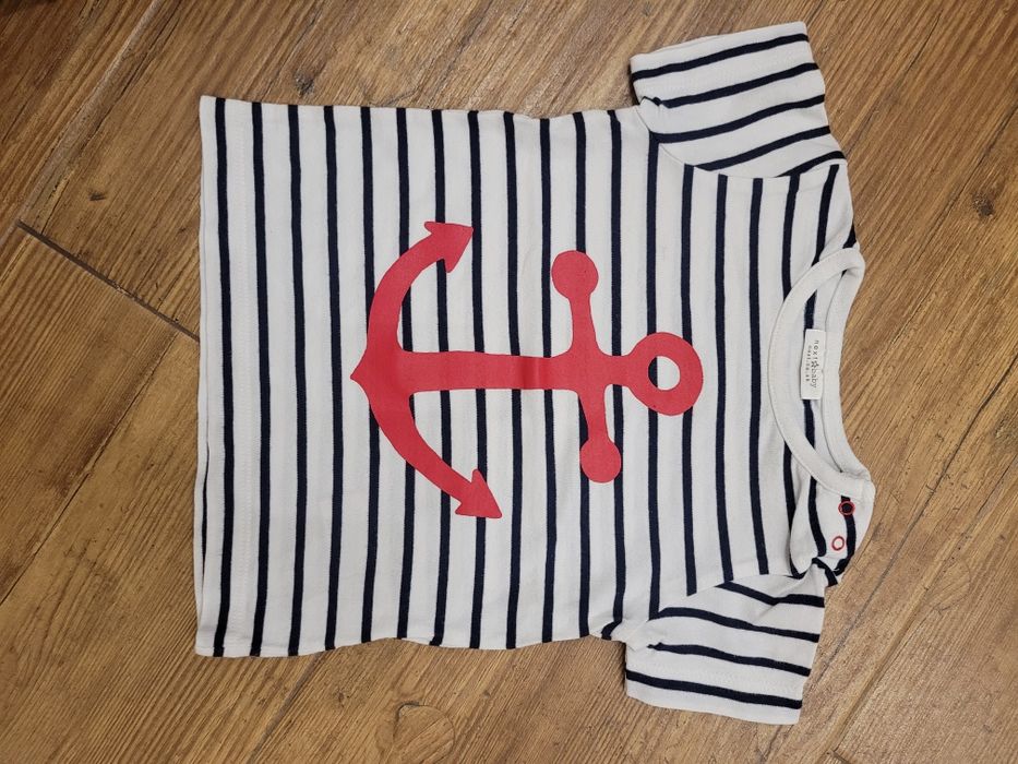 Rewelacyjny tshert bluzka Next kotwica paseczki3 - 6 m