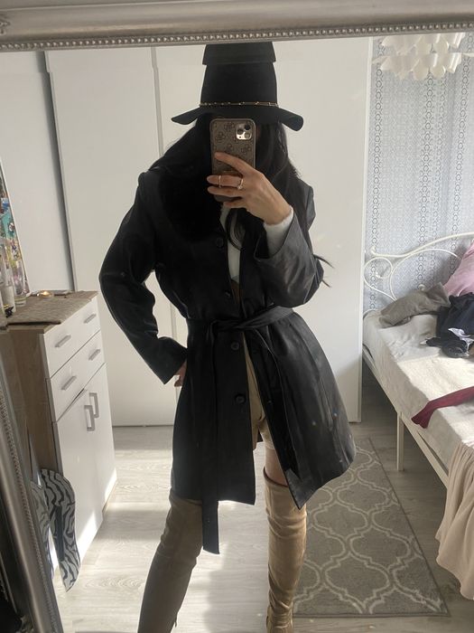 Trencz płaszcz skórzany hit