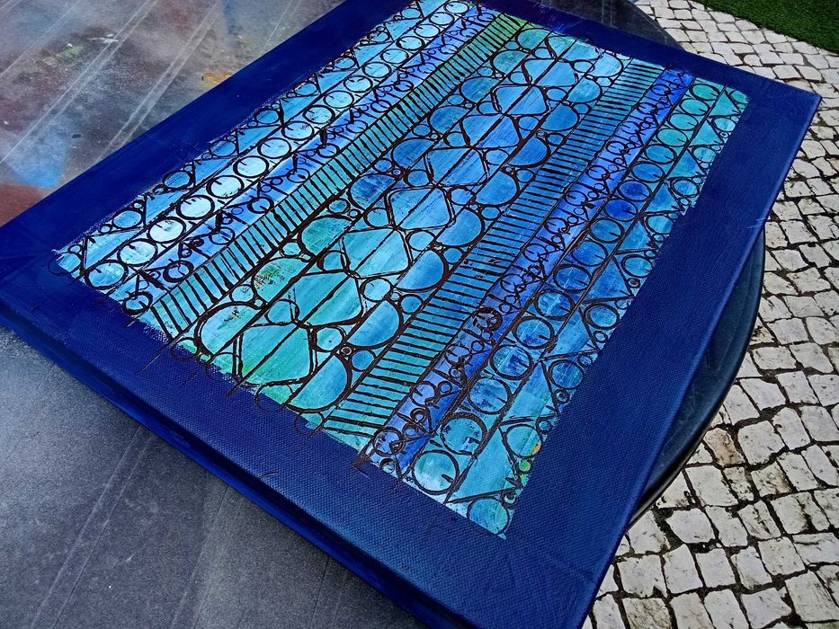 Quadro pintura abstrata 40x50cm acrílico