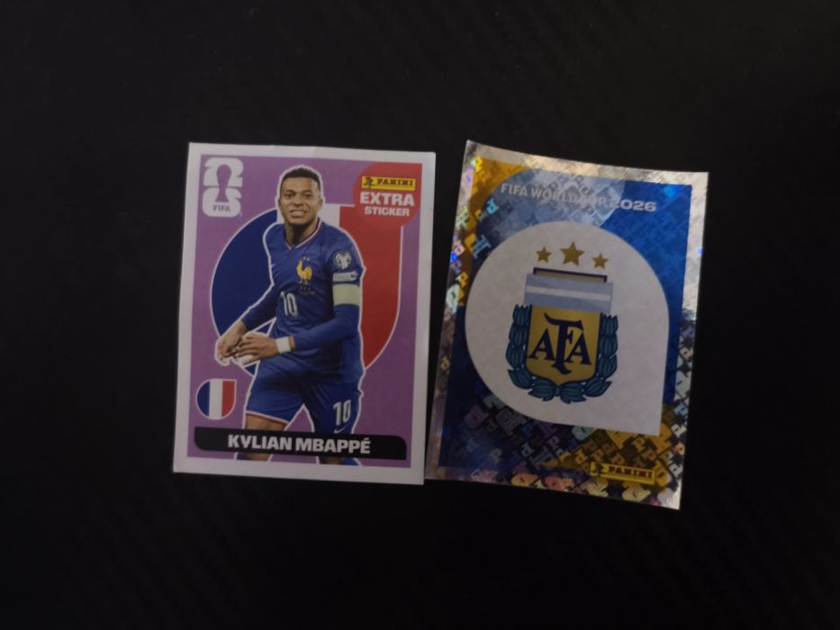 Cromos da copa, Mbappé Legend e escudo da Argentina