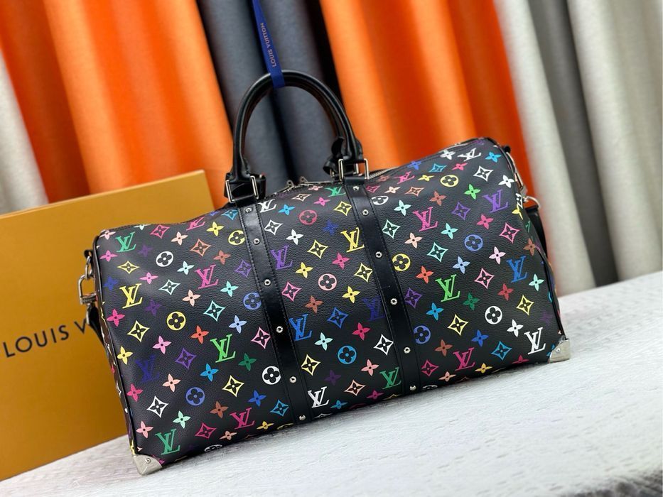 Louis Vuitton keepall 50cm мужская сумка унисекс черная оригинал кожа