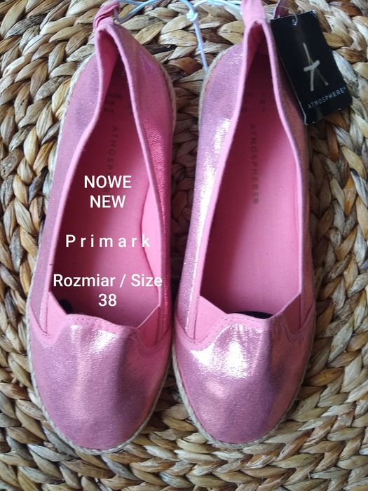 NOWE  Primark  Brokatowe espadryle baleriny, Rozmiar 38 / 24,2 cm