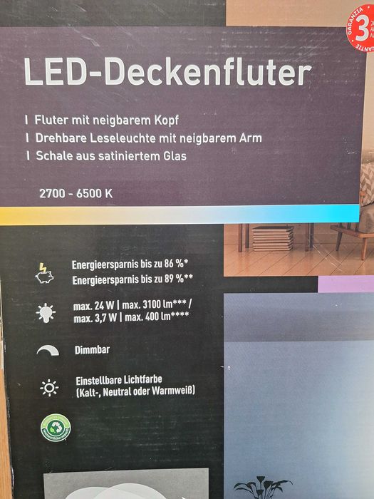 LIVARNO Lampa podłogowa LED ze szklanym kloszem - NOWA