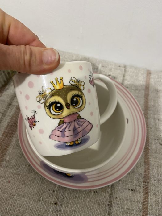 Сервіз столового дитячого посуду з принцесою совою