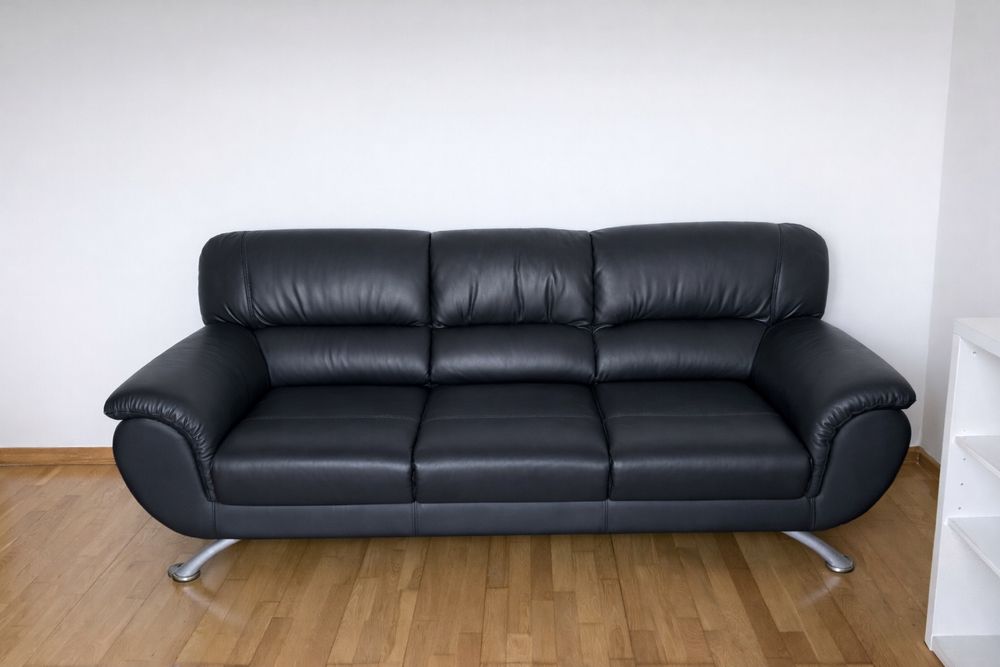Sofa de pele preta