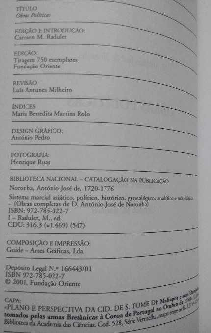 D. António José de Noronha - Obras Políticas