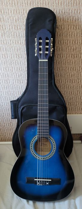 Gitara klasyczna dla dziecka niebieska plus pokrowiec