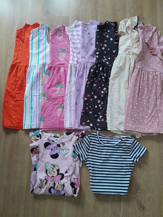 Paka zestaw ubrań dziewczynka lato 134 plus buty 33