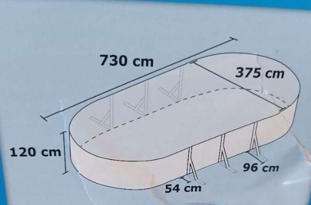Okazja, duzy basen caloroczny stalowy 730x375 x120