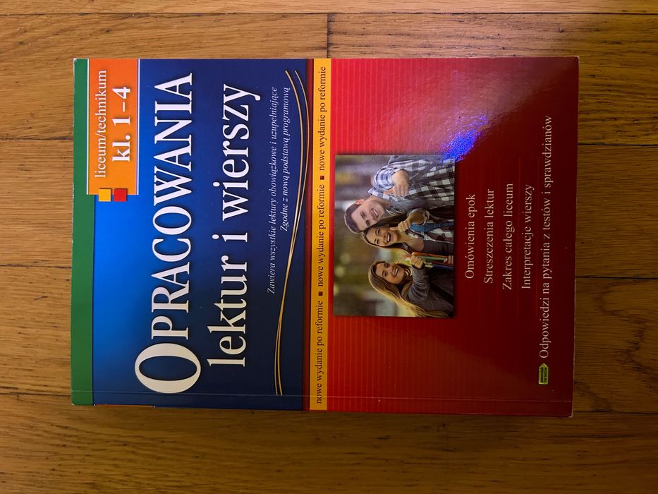 opracowania lektur i wierszy dla liceum i technikum kl. 1-4, wyd. Greg