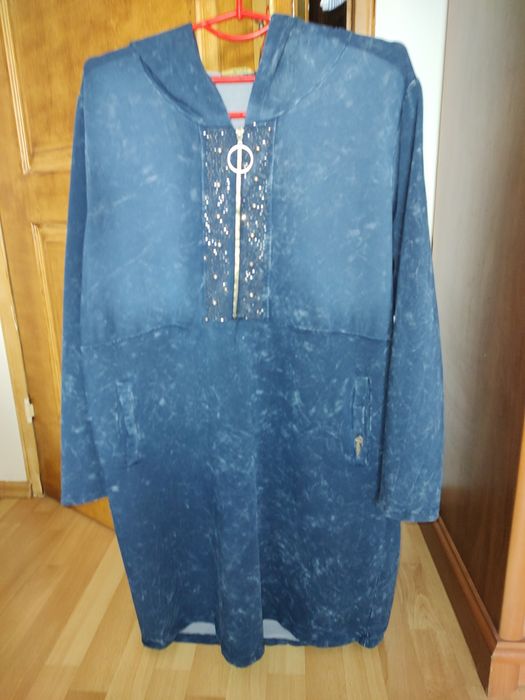 Tunika jeansowa z kapturem