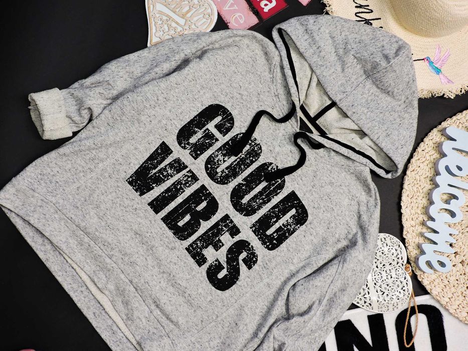 Reserved Bluza overszie good vibes kaptur S