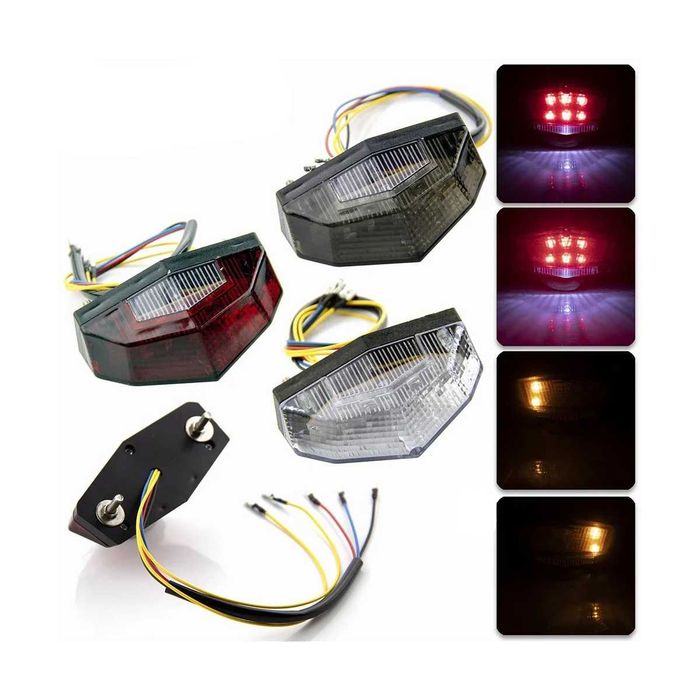 Farolim Traseiro LED para Moto - 11 LED Multifuncional Pisca Integrado