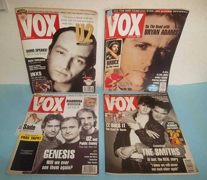 Revista "VOX" cena musical dos anos 80, quatro exemplares.