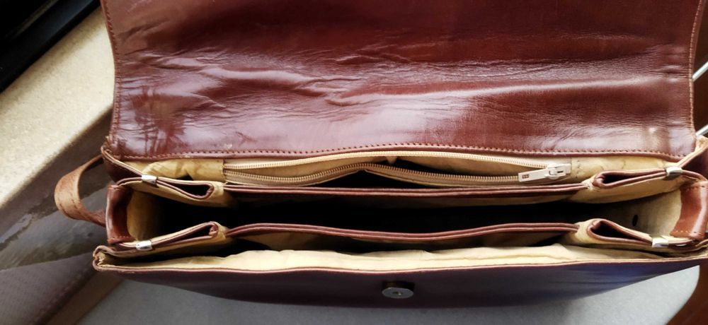 Mala senhora pele genuína castanha