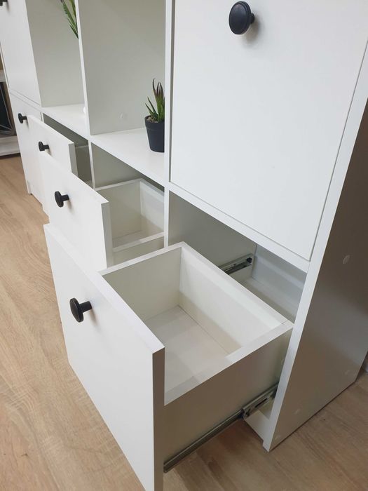 Стелаж "Дафна" Бетон Білий.Меблі дитячої,вітальні.Для іграшок.