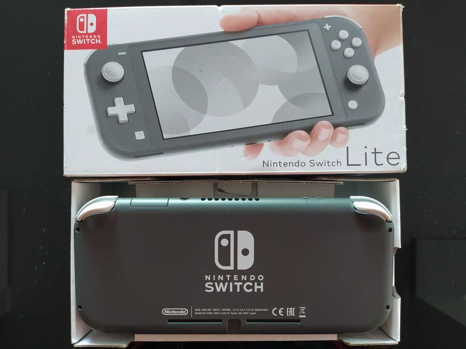 Nintendo Switch lite grafitowy komplet ładowarka pudełko