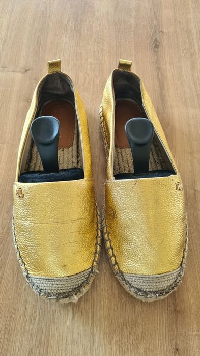Espadryle Ralph Lauren. Złote. Cameryn. Rozmiar 37. Skóra