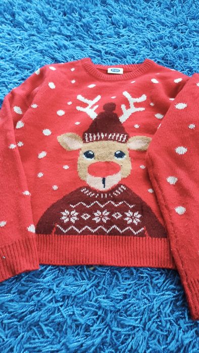 Bliźniaki sweterki świąteczne 134/140 idealne na sesję