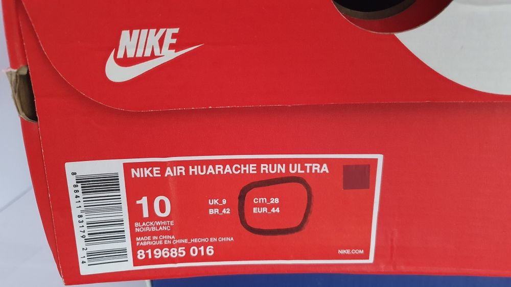 Sneakersy nowe męskie czarne Nike Air Huarache Run Ultra rozmiar 44