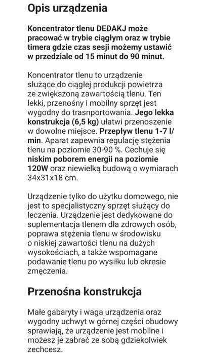 Koncentrator tlenu na gwarancji ,jak nowy