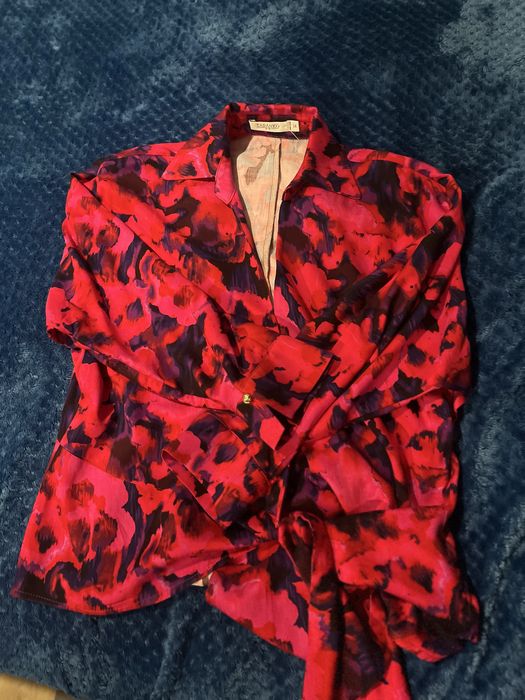 Zwiewna kopertowa koszula/bluzka  w kwiaty, 100% wiskoza, rozmiar 34