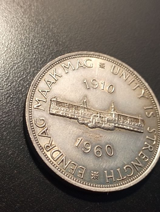 5 shillings 1960 -50º Aniversário União Sul Africana -A. do Sul -Prata