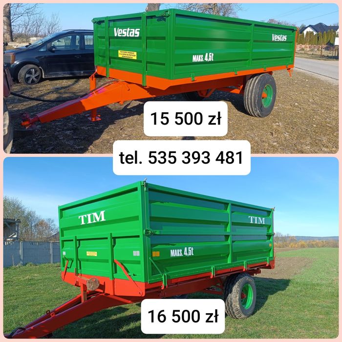 Przyczepa wywrotka jednoosiowa, kiper