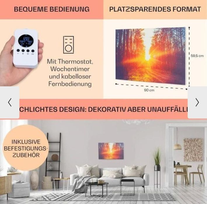 Інфрачервоний обігрівач KLARSTEIN Wonderwall Air Art Infinite 580 Вт