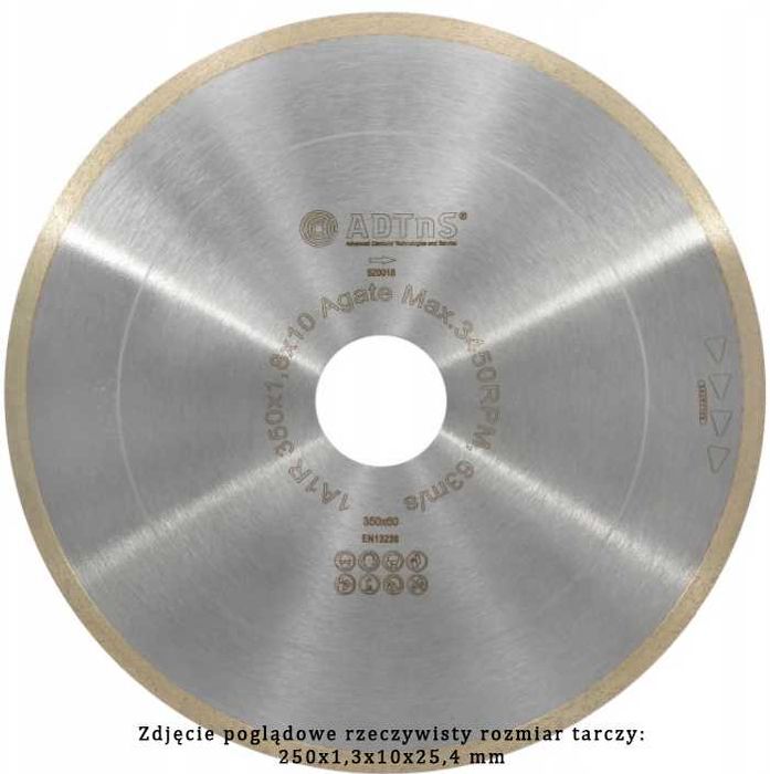Tarcza diamentowa 1A1R 250x1,3x10x25,4 AGATE ADTnS DISTAR