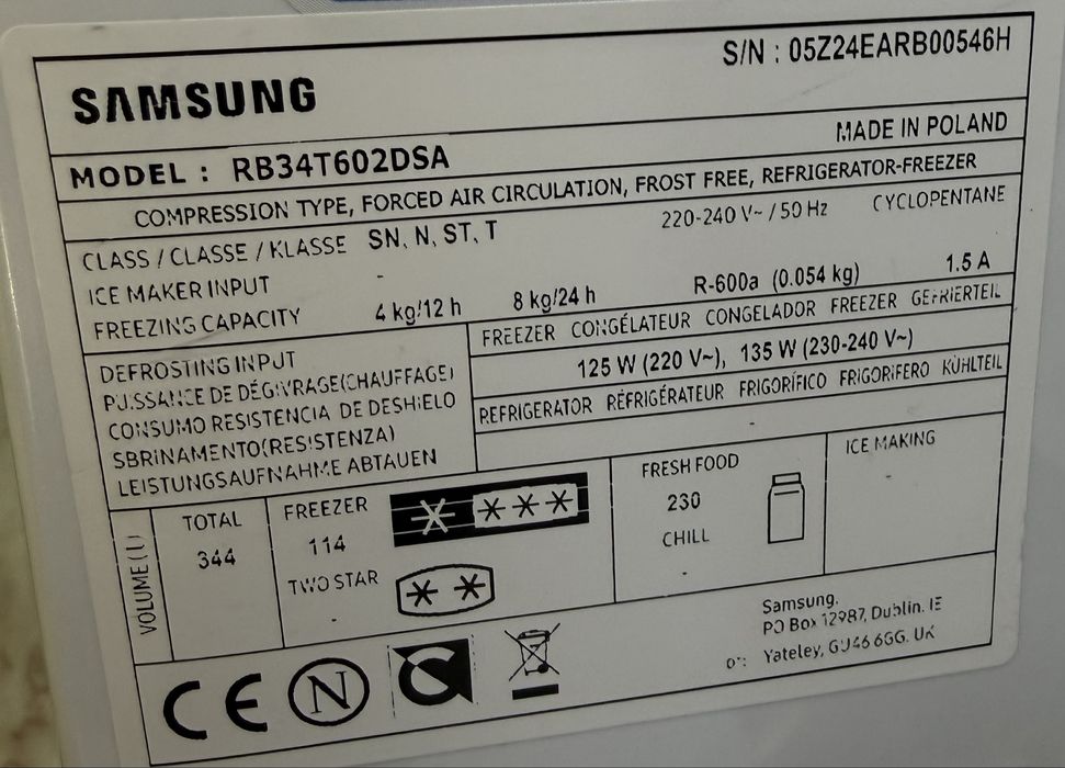 Frigorífico Samsung No Frost 344L – Excelente Estado